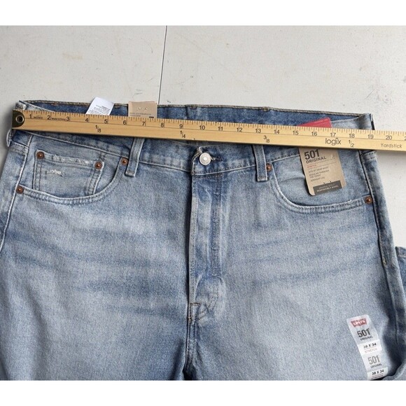 Levi’s 501 Original Fit Men’s Buttonfly Straight Leg Blue Jeans W38 L34 - Picture 10 of 16